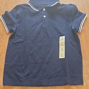 Cat & Jack Navy Blue Polo with White Trim